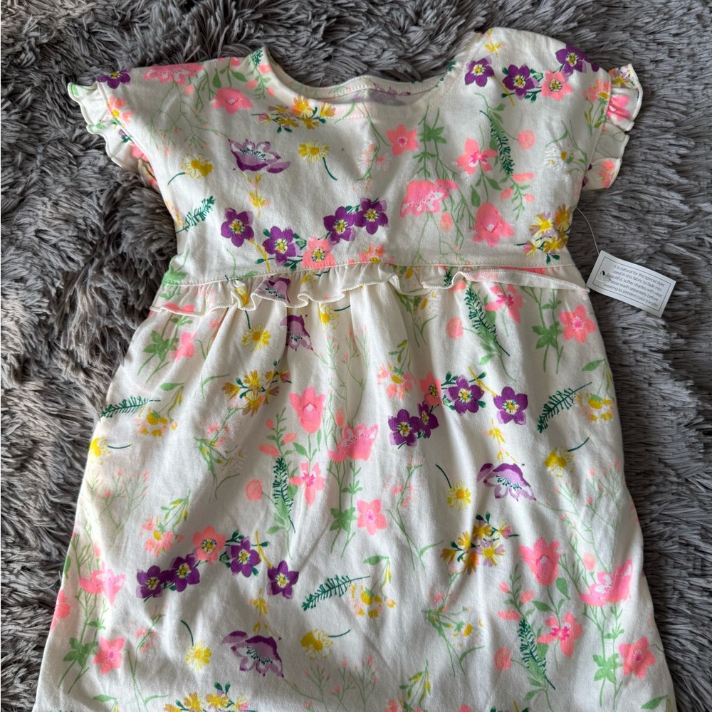 Cream Casual Sundress with Crew Neck and Short Sleeves